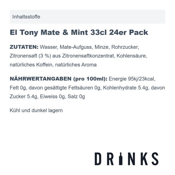 El Tony Mate & Mint 33cl Pack de 24