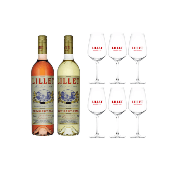 Lillet Set mit 6 Cocktailgläsern