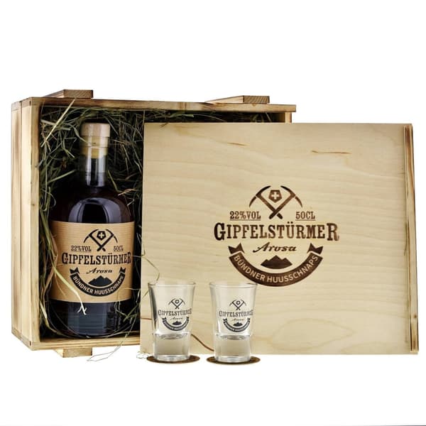 Gipfelstürmer Heulikör in Box mit zwei Shotgläsern 50cl