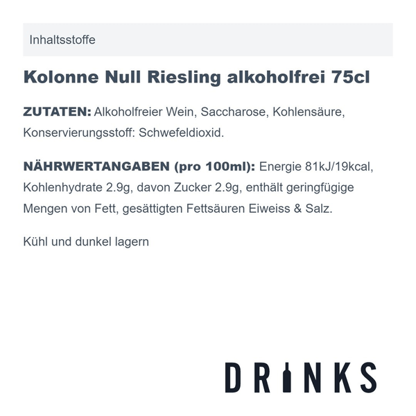 Kolonne Null Riesling 2022 sans alcool 75cl