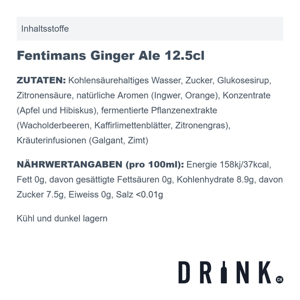 Fentimans Ginger Ale 20cl Pack de 4