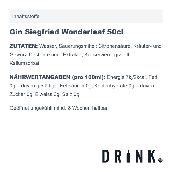 Gin Siegfried Wonderleaf (sans alcool) 50cl