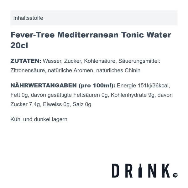 Fever-Tree Mediterranean Tonic Water 20cl Pack de 4
