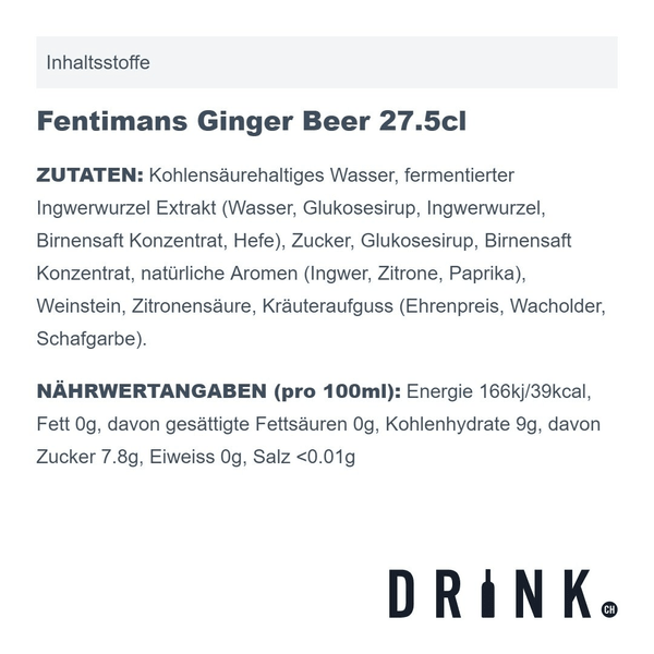 Fentimans Ginger Beer 27.5cl Pack de 4
