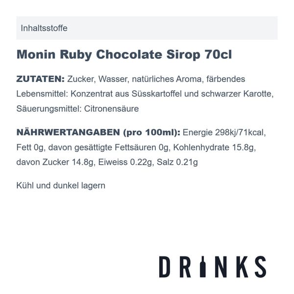 Monin Ruby Chocolate Sirup 70cl