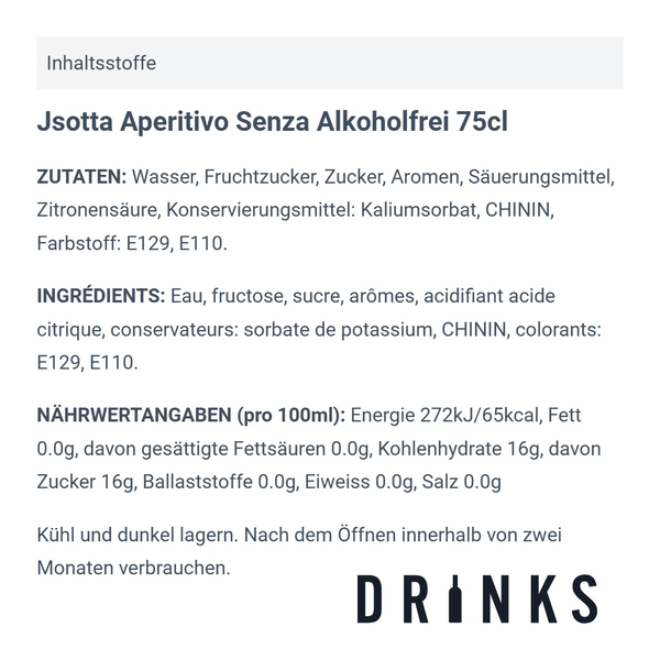 Jsotta Aperitivo Senza Alkoholfrei 75cl