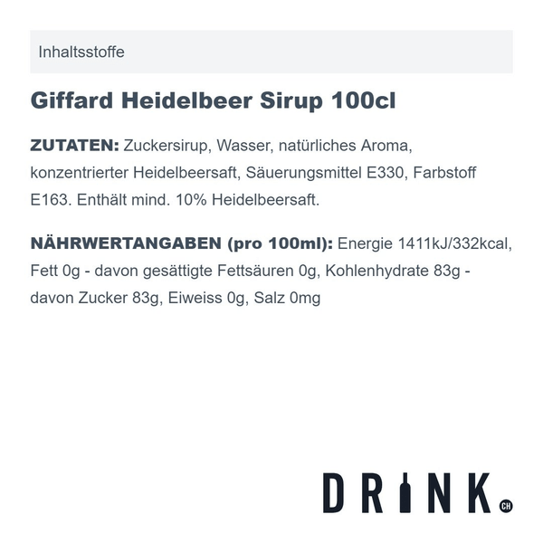 Giffard Heidelbeer Sirup 100cl
