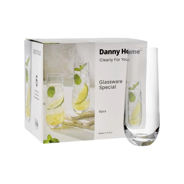Danny Home Shining Crystal Tall Tumbler Glas 28.5cl 6er Pack