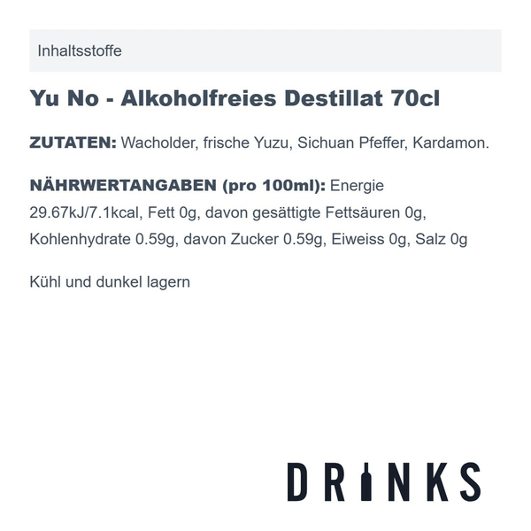 Yu No - Alkoholfreies Destillat 70cl
