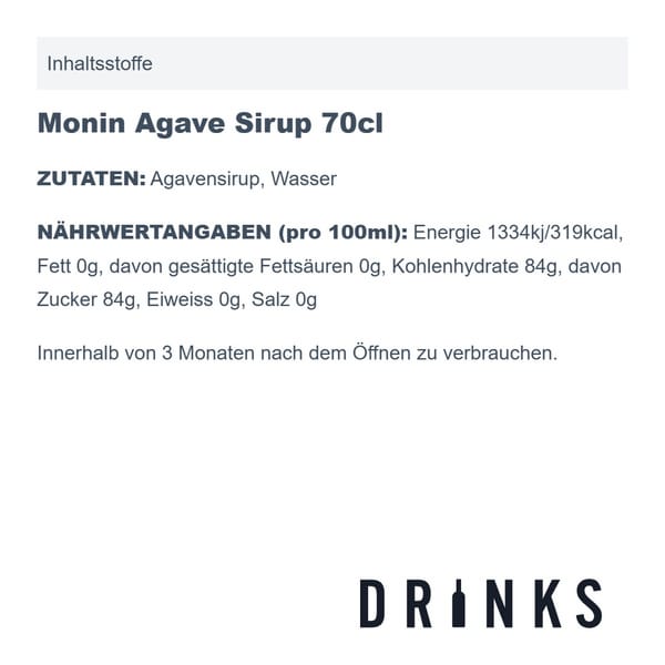 Monin Sirop de Agave 70cl