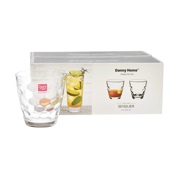 Danny Home Crystal Verre à whisky 27cl, pack de 6
