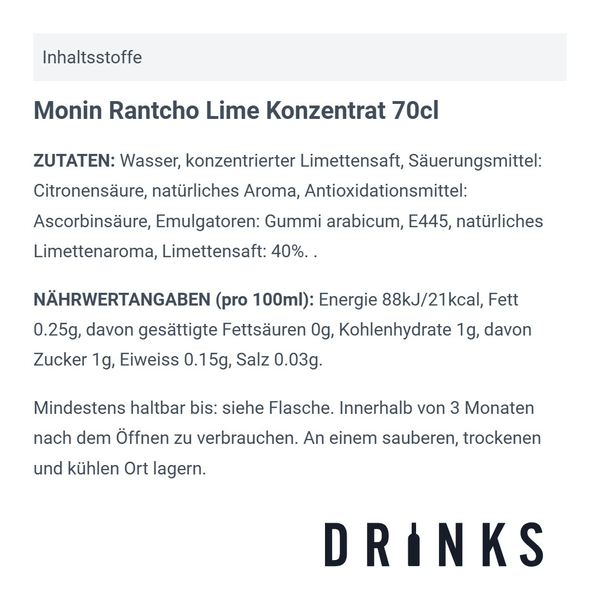 Monin Rantcho Concentré Lime 70cl