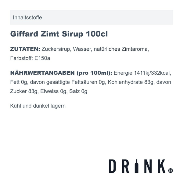 Giffard Zimt Sirup 100cl