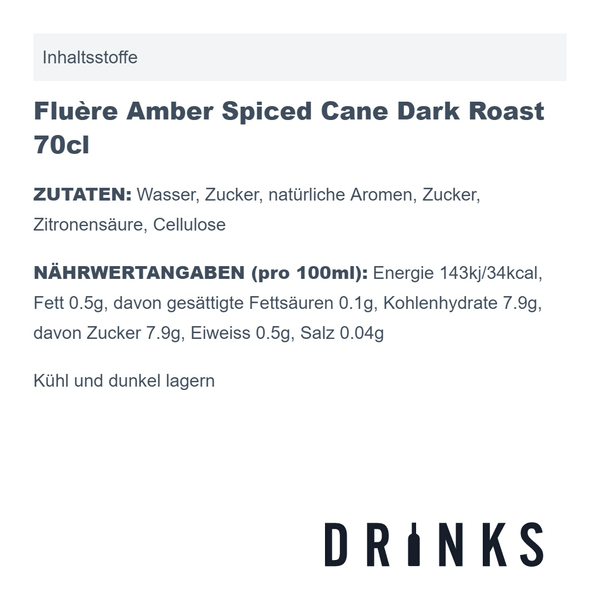 Fluère Amber Spiced Cane Dark Roast (sans alcool) 70cl