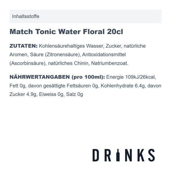 Match Tonic Water Floral 20cl 4er Pack