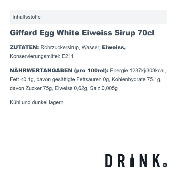 Giffard Egg White Eiweiss Sirup 70cl