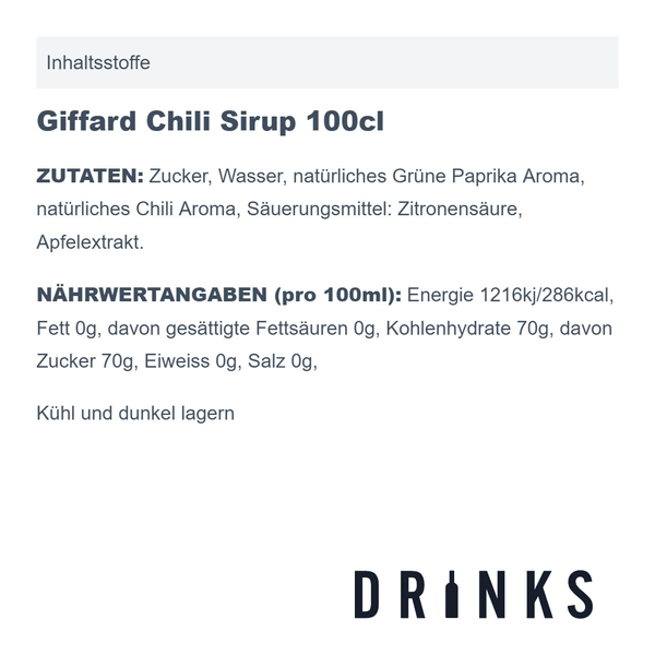 Giffard Chilli Sirup 100cl