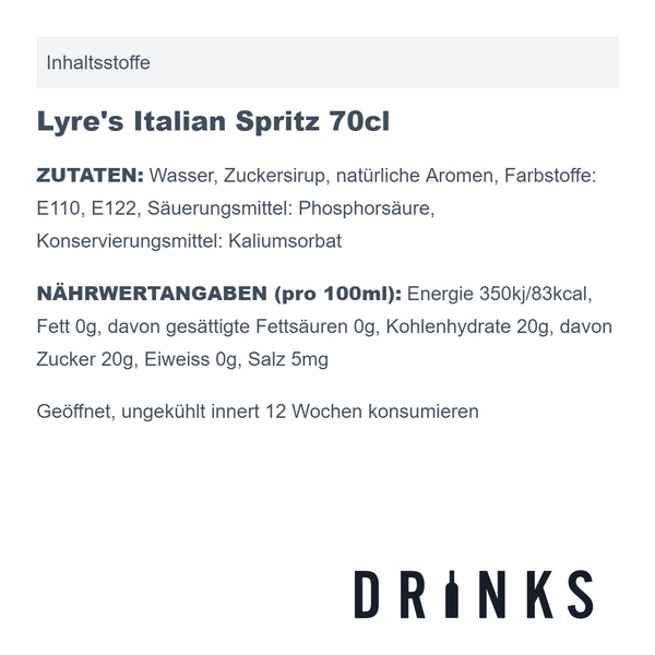 Lyre's Italian Spritz 70cl (alkoholfrei)