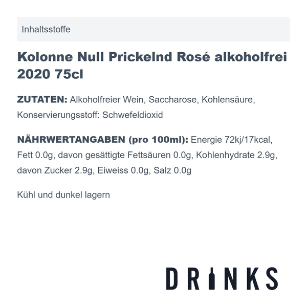 Kolonne Null Prickelnd Rosé alkoholfrei 2022 75cl