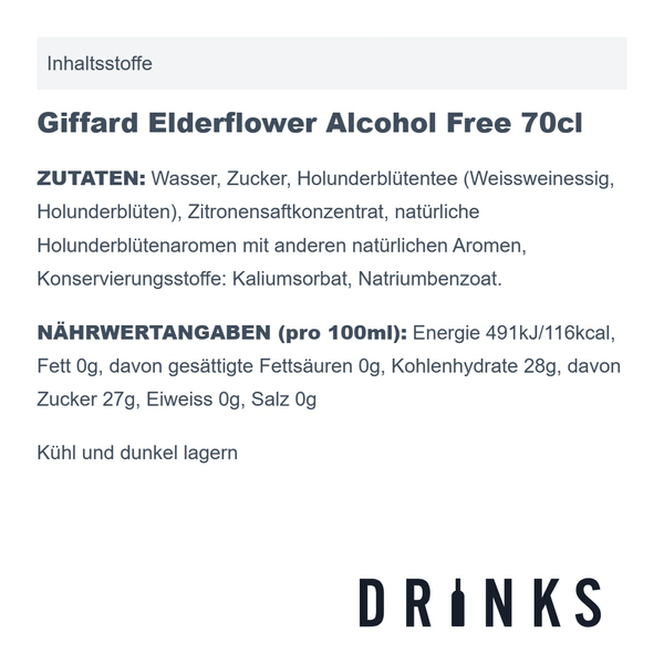 Giffard Elderflower sans alcool 70cl