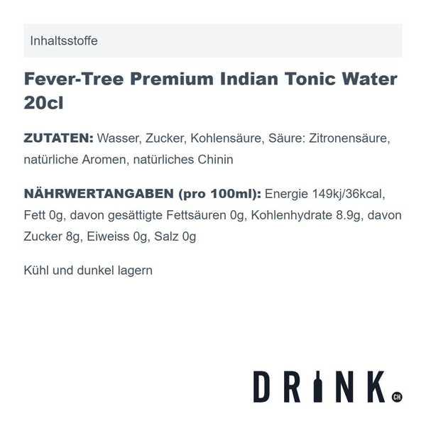 Fever-Tree Premium Indian Tonic Water 20cl Pack de 4