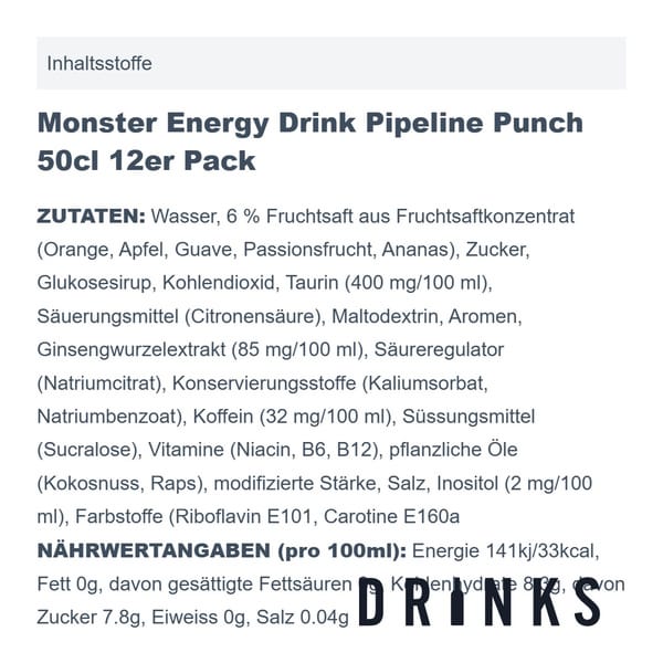 Monster Energy Drink Pipeline Punch 50cl 12er Pack