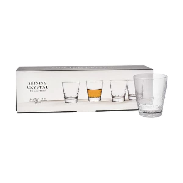 Danny Home Shining Crystal Double Old Fashioned Whisky Glas 32cl, 4er-Pack