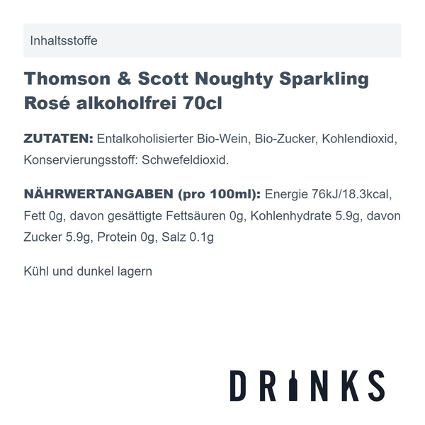 Thomson & Scott Noughty Sparkling Rosé alkoholfrei 75cl