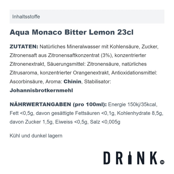 Aqua Monaco Bitter Lemon 23cl 4er Pack