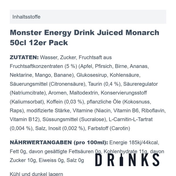 Monster Energy Drink Juiced Monarch 50cl 12er Pack