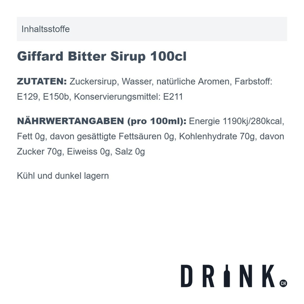 Giffard Bitter Sirup 100cl