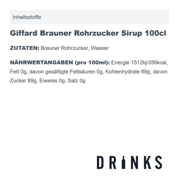 Giffard Sirop de Sucre de Canne Brun 100cl