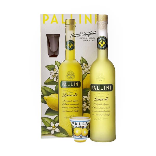 Pallini Limoncello Liqueur de citron 50cl Set avec verres