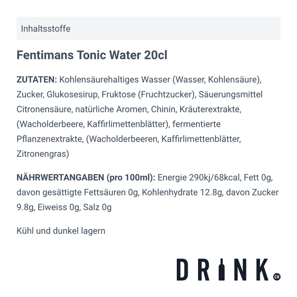 Fentimans Tonic Water 20cl, 4er-Pack