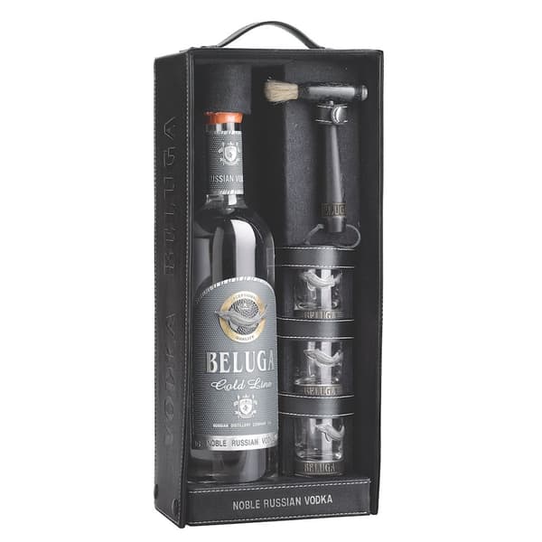 Beluga Vodka Gold Line Set mit Gläser 70cl
