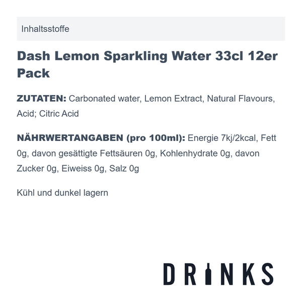 Dash Lemon Sparkling Water 33cl 12er Pack