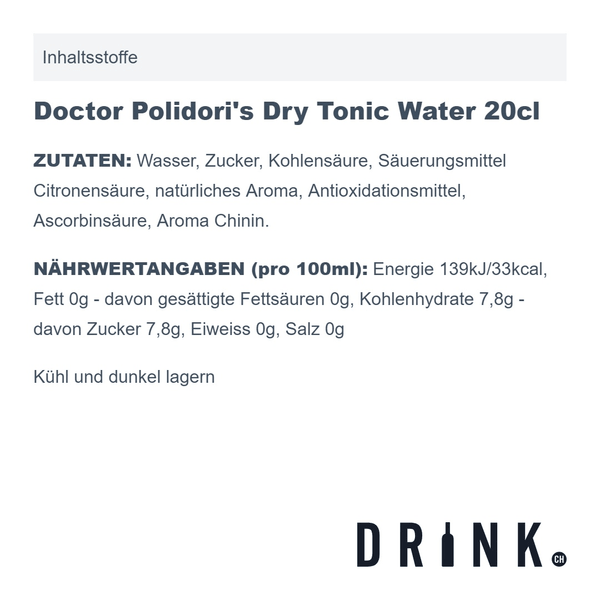 Dreyberg Red Berry Gin 70cl mit 8x Doctor Polidori's Dry Tonic Water