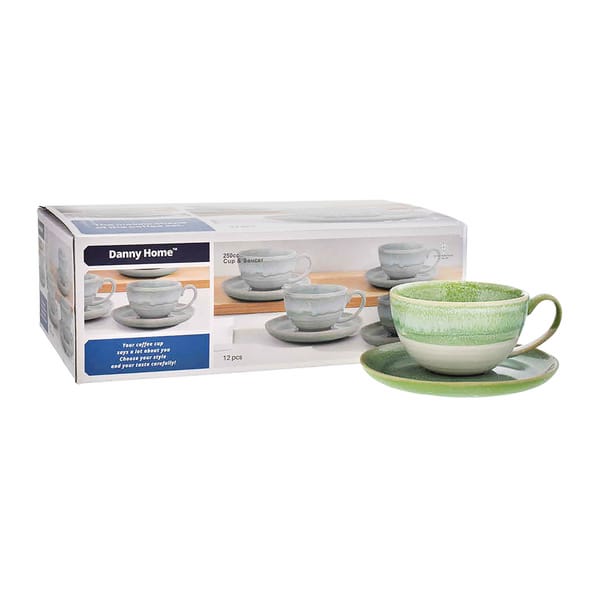 Danny Home Set de tasses avec glaçure réactive Menthe 25cl 6 pièces