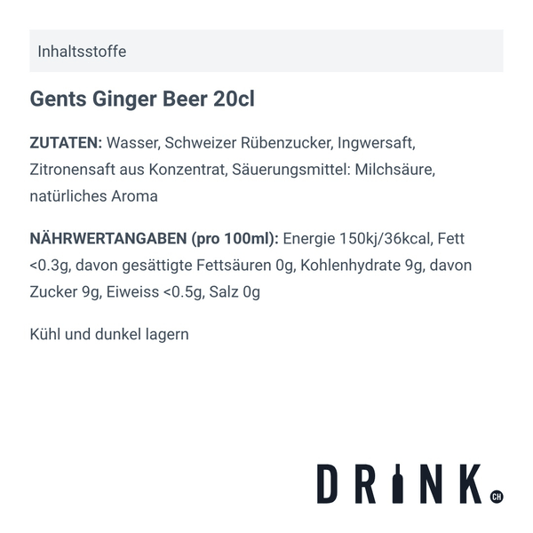 Gents Ginger Beer 20cl, Pack de 4