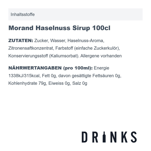 Morand Haselnuss Sirup 100cl