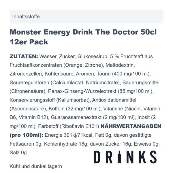 Monster Energy Drink The Doctor 50cl 12er Pack