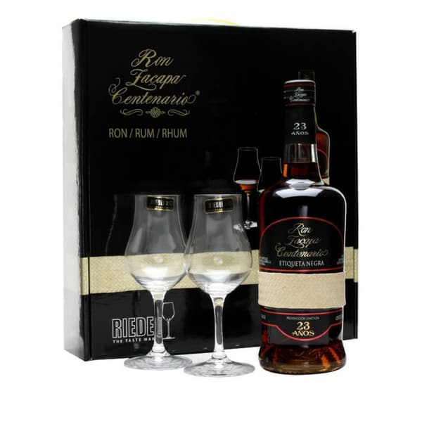 Rum Zacapa Centenario 23 Anos Etiqueta Negra im Koffer mit 2 Original Riedel-Gläser 70cl