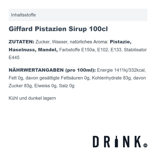 Giffard Pistazien Sirup 100cl