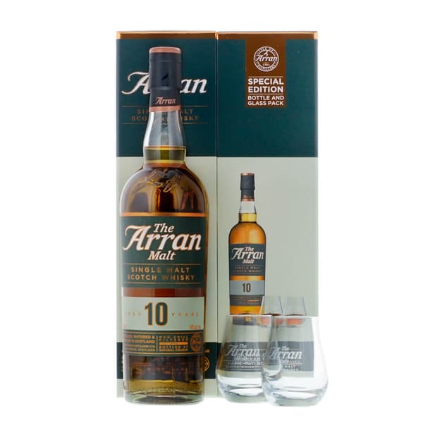 The Arran Malt 10 Years Single Malt Scotch Whisky avec deux Verres 70cl