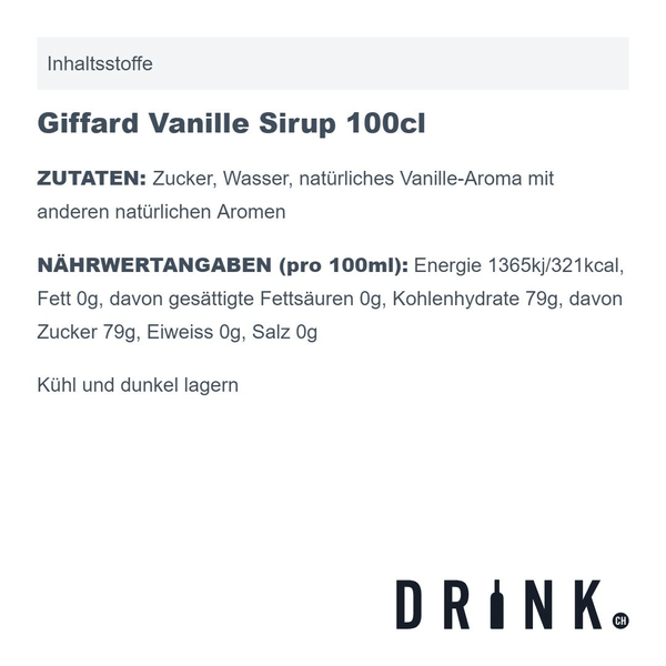 Giffard Vanille Sirup 100cl
