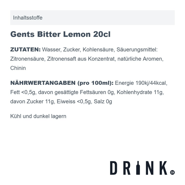 Gents Bitter Lemon 20cl 4er Pack