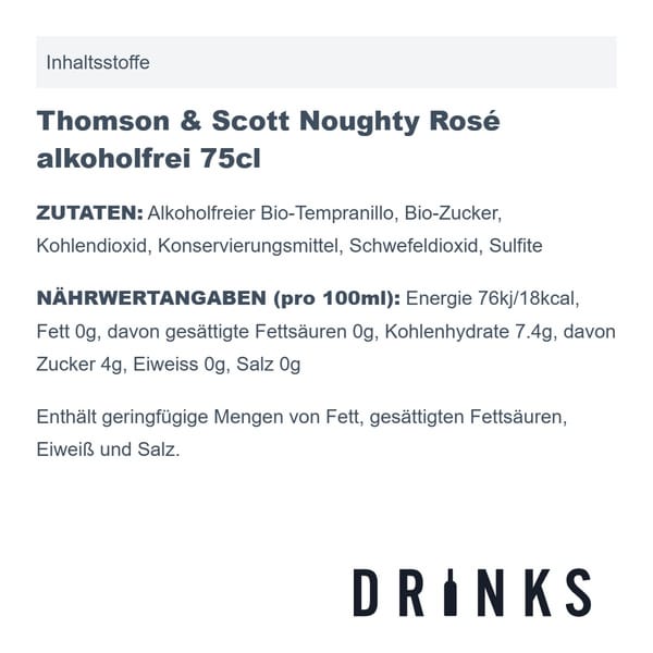 Thomson & Scott Noughty Rosé sans alcool 75cl