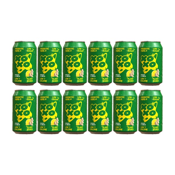 XOXO Prebiotic Ginger & Lemon Sparkling Soda 33cl Pack de 12