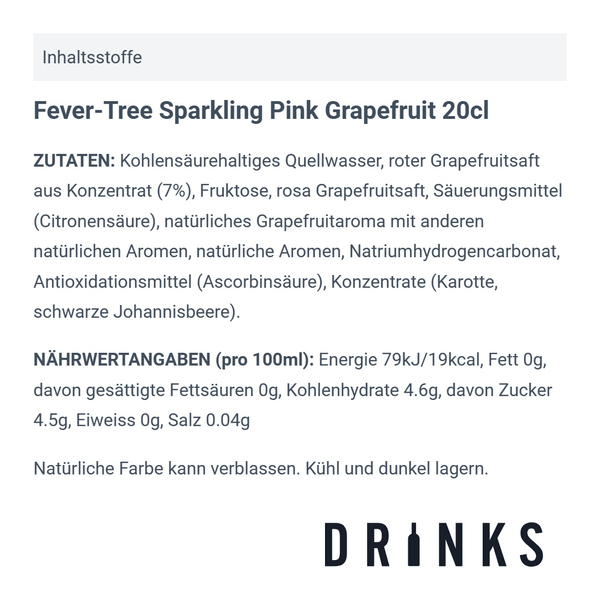 Fever-Tree Sparkling Pink Grapefruit 20cl, 4er-Pack