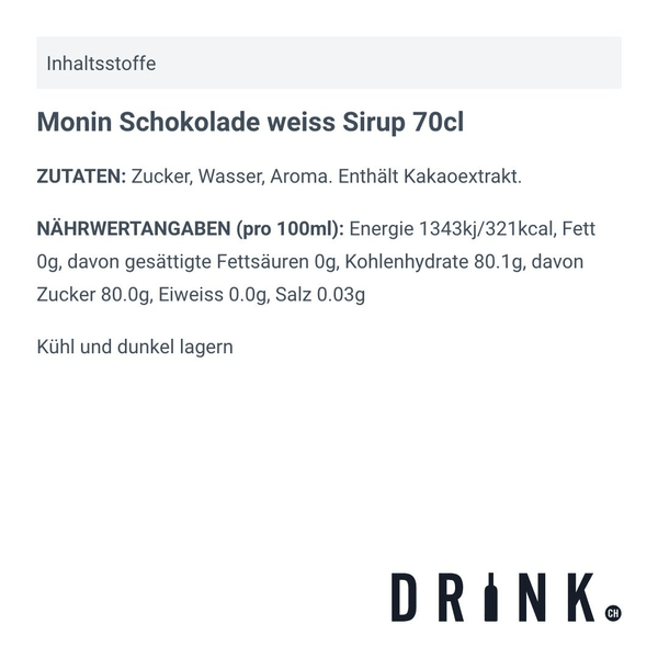 Monin Schokolade weiss Sirup 70cl